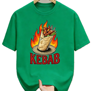 T-shirt graphique pour les amateurs de kebab, motif döner wrap épicé, impression fast-food, t-shirt oversize en coton à manches courtes, streetwear, haut décontracté - Product Image 6