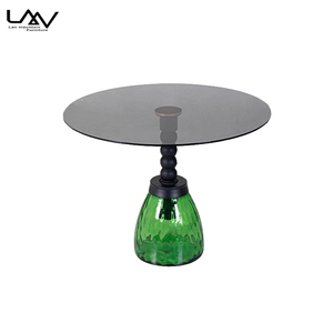 Villa de luxe moderne et légère pour salon table basse en verre vert ensemble de meubles table basse ronde pour hôtel - Product Image 6