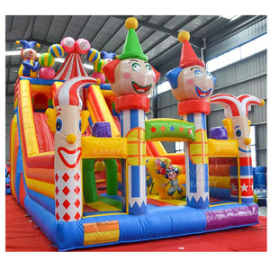 Structure gonflable combinée thème <span class=keywords><strong>cirque</strong></span> et carnaval, design clown, aire de jeux gonflable commerciale pour la location événementielle - Product Image 1