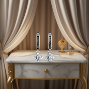 Pendientes de diamantes nórdicos de oro blanco, corte brillante redondo, diamante natural de color D, joyería clásica de compromiso para mujer E3029 - Product Image 2