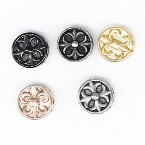 yunnique Stainless Steel Round Beads With Fleur De Lis Design For Bracelet Making Retro Style Metal <b>Spacer</b> Beads - Product Image 2