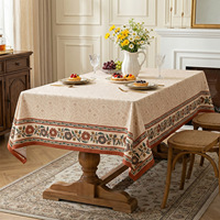 Nappe carrée Ychon élégante et durable en polyester lavable, motif floral vintage, idéale pour mariages, fêtes, banquets et dîners