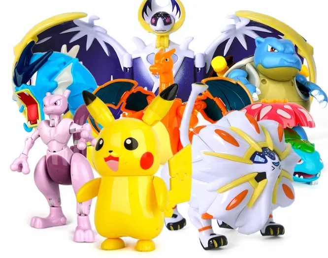 Figurines d'anime en PVC faites à la main, jouets pour animaux de compagnie, Pokemon, Pikachu, Pokemon, Pekachu, ensemble cadeau, transformation de balle