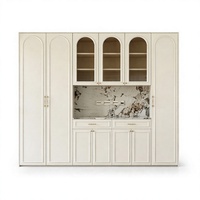 Armoire de présentation moderne en bois à design modulaire avec éclairage LED et porte cintrée pour salon et salle à manger