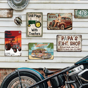 Targa in Metallo Dipinta con Motivo di <span class=keywords><strong>Camion</strong></span> e Ragazze Pin-up Retrò, Decorazione Vintage da Parete per Garage, Man Cave, Bar, Officina, Ufficio - Product Image 4