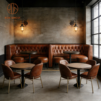 Ensemble de mobilier de restaurant sur mesure Ron Group, sièges rembourrés durables, chaise en cuir, table carrée ou ronde en bois