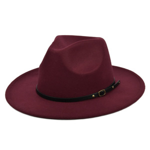 Sombreros Fedora de fieltro clásicos al por mayor sombrero de Panamá de ala ancha sombrero de copa blanco para mujeres y hombres con decoración de diseño de hebilla de cinturón - Product Image 5