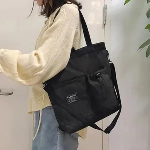 Bolso de compras de lona con logotipo personalizado, elegante, con bolsillo externo