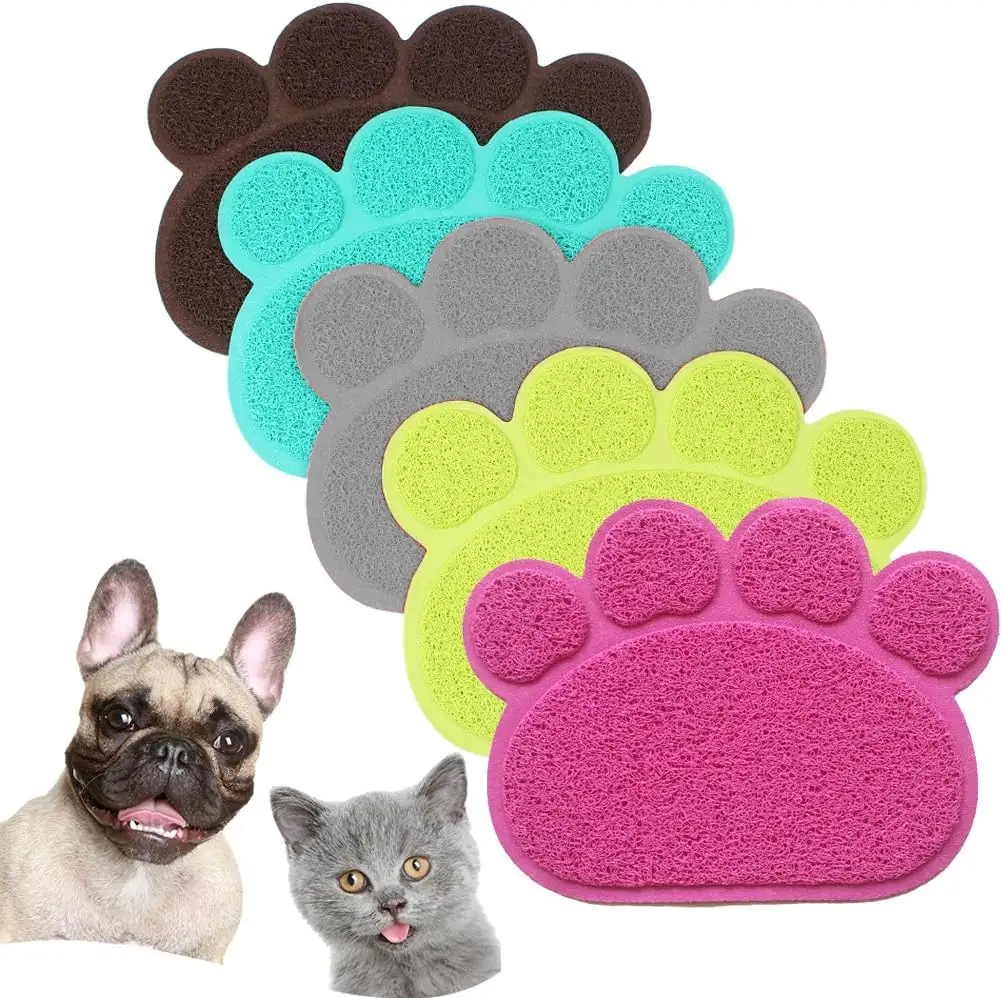 Washable Waterproof Paw print Customized pet cat litter mat pvc anti-slip anti-splash cat dog foot pads