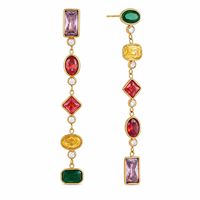Nouvelles boucles d'oreilles européennes et américaines en acier inoxydable coloré avec pampilles et zirconias - boucles d'oreilles clous de luxe au design de niche pour femmes