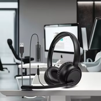 OEM Verbessertes USB 3,5mm 2-in-1 Kabelgebundenes Stereo-Headset Kristallmikrofon Geräuschunterdrückung Lautstärkeregelung Stummschalttaste für Telefone