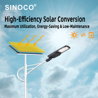 Lampadaires solaires LED Sinoco IP66 de haute qualité et haute luminosité, avec panneau photovoltaïque, pour zones rurales, 5 ans de garantie