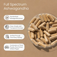 Complément Herbal Ashwagandha 600mg, 120 Capsules, Soutien Calmant du Stress pour Femmes et Hommes - Favorise l'Énergie Diurne
