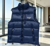 Gilet d'hiver personnalisé en toile brodée en 3D, sur mesure, décontracté, ample, sans manches, avec fermeture éclair, imperméable, rembourré de duvet pour homme