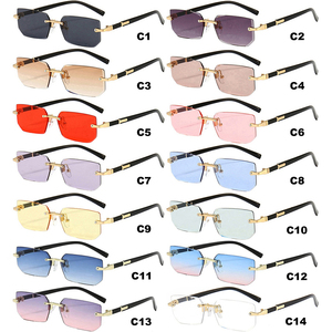 Rimless Sunglasses Metal Shape for Women Men Trendy Party Candy Color <b>Shades</b> <b>Sun</b> Glasses - Product Image 6