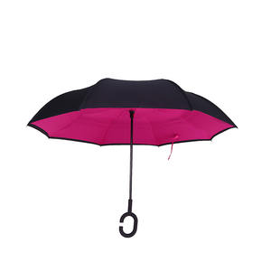 Nuevo paraguas inverso para coche, paraguas de lluvia inversa con logotipo, doble capa personalizada, diseño de mango en forma de C de adentro hacia afuera, plegable invertido, precio bajo - Product Image 2