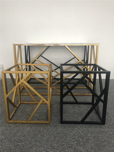 GOLDTOP OEM/ODM Tables basses et consoles en marbre doré avec revêtement électrique encadré de dessus en pierre de marbre blanc - Product Image 2