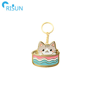 พวงกุญแจรูปสัตว์แมวกระป๋อง llavero พวงกุญแจออกแบบโลโก้แมวกระป๋องปลาแซลมอนปลาทูน่าเนื้อเข็มกลัดพวงกุญแจแมว - Product Image 3
