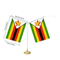 Table en forme de Y avec base en métal pour décorations personnalisables du mini-drapeau du Zimbabwe