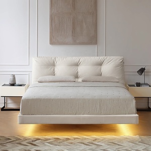 Cama Matrimonial Zayshine de Estilo Nórdico Moderno y Lujoso, Tapizada en Terciopelo Blanco, Tamaño Queen/King de 1.8 Metros, Cama Doble Suave para Apartamento - Product Image 3