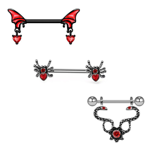 Anneau de téton de chauve-souris noir gothique Halloween, série sombre, <span class=keywords><strong>piercing</strong></span> sexy pour femmes, bijoux, accessoires de club, 1 pièce - Product Image 6