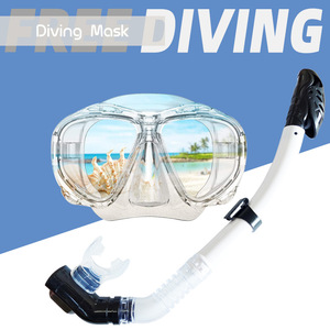 Masque de plongée à double lentille avec tube de plongée entièrement étanche, équipement de plongée en silicone pour adultes, pour les sports nautiques - Product Image 2