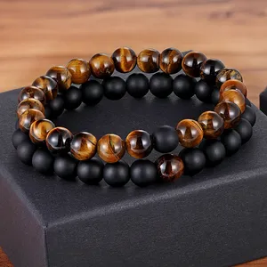 Hot 2 pièces/ensemble 7 Style pierre naturelle Yoga Bracelet perlé, perles Bracelet hommes ami cadeau breloque bijoux