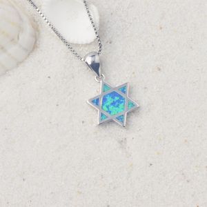 Số lượng lớn Do Thái ngôi sao của David Dây chuyền Ins Phong Cách Màu Xanh opal dát đồ trang sức thời trang cho các đại lý - Product Image 4