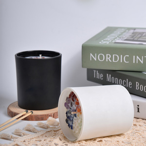 Scented Candles Cylinder White And Black <b>Soybean</b> Mixed Wax Home Decoration Bedroom Ornament Crystal Stone Candle - Product Image 1
