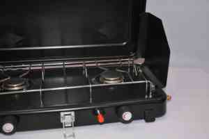 BBQ-118 Cuisinière à <span class=keywords><strong>gaz</strong></span> GPL portable en acier inoxydable à double usage pour la cuisson en extérieur, idéale pour les camping-cars, avec allumage électronique, hautement efficace - Product Image 2