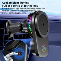 Chargeur de voiture sans fil magnétique premium 15W avec ventilateur de refroidissement semi-conducteur, lumière RGB, aimant puissant N52 pour iPhone pour Samsung