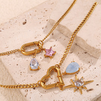 Pendentif de pierres précieuses géométriques en or Vermeil 18K Rectangle & Star Charm Modular DIY Necklace for Women