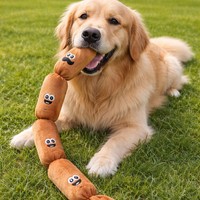 Jouet à mâcher pour chiot, saucisse en peluche couineuse en 4 sections, simulation de son, interactif, anti-ennui pour chiens de petite et moyenne taille