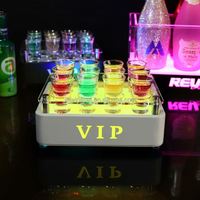 Nouveau plateau en verre à liqueur VIP carré en métal chaud présentateur de bouteille de Logo personnalisé pour Bar discothèque salon