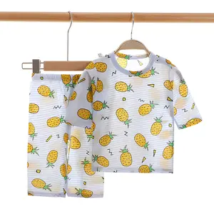 2023 Children Cotton Pajamas Summer Set Long Sleeve Homewear Air Conditioning Wear Kid Sleepwear Pyjamas