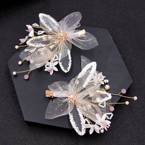 Accessoires de <span class=keywords><strong>cheveux</strong></span> de mariée coréens, barrettes en maille dorée, 2 pièces, pince latérale, robe de demoiselle d'honneur, tête de fille - Product Image 1