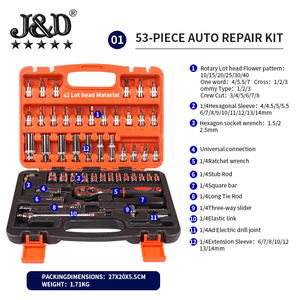 53 ensembles de réparation automobile et d'entretien automobile outils combinaison d'extension clé à cliquet kit de réparation - Product Image 5