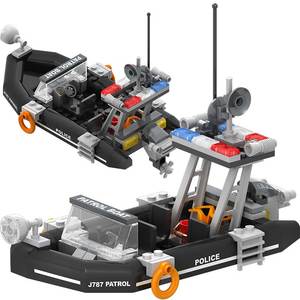 Ensemble de blocs de construction en gros : Bateaux de <span class=keywords><strong>patrouille</strong></span> urbaine, navires de la Garde côtière, bateaux de sauvetage, véhicules et briques d'assemblage - Product Image 1