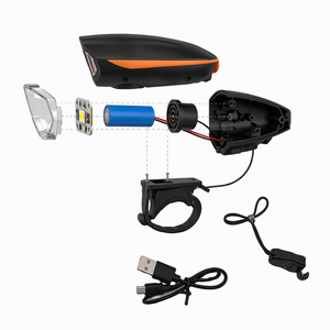 Bocina y Luz de Seguridad 7588 Recargable por USB, Luz Delantera LED con Botón Remoto para Manillar, Bocina y Luz para Bicicleta de Montaña, Carretera y Ciudad - Product Image 3