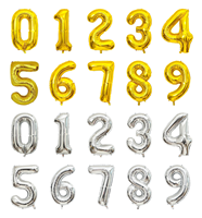Ballons en aluminium Mylar de 16 pouces en forme de chiffres, vente en gros, pour décoration de fête d'anniversaire, mariage, remise de diplôme