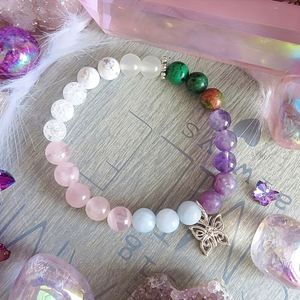 Pulsera de Piedra con Cuentas de Vidrio Coloridas, Energía Natural, Sin Costuras, Venta al por Mayor Directa de Fábrica con Descuento - Product Image 1