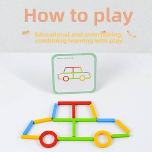 Juguete Educativo de Madera para el Desarrollo de la Inteligencia de los Niños en Edad Preescolar, Palos Creativos, Anillos, Vehículos, Rompecabezas Montessori - Product Image 4