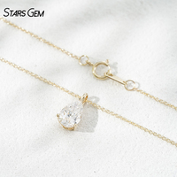Collier en diamant cultivé en laboratoire Starsgem, 1,06 ct, forme poire, couleur D, VS, plaqué or massif 10 carats, vintage, cadeau de fiançailles pour femme