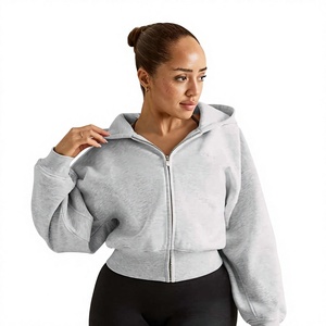 Hoodie décontracté blanc uni à fermeture éclair pour femme, anti-plis, délavé à l'acide, idéal printemps-automne – Meilleure vente - Product Image 1