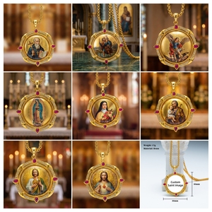 Wholesale Saint Teresa of Calcutta Hand-Painted Enamel Pendant St. Teresa 18K Gold Brass <strong>Mother</strong> Teresa Catholic Charity Gift - Product Image 3