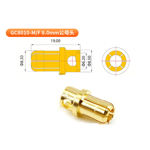 Conector Amass GC8010 Serie 8.0mm Macho y Hembra, 80A, de Alta Resistencia, Chapado en Oro, para Sistemas de Alimentación de Drones y Modelos Industriales - Product Image 3