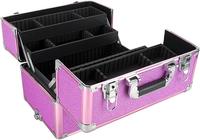 Organisateur cosmétique de Train de serrure de valise de chariot de maquillage de roulement professionnel avec des tiroirs coulissants roues d'alun rouge de grande capacité