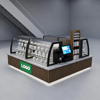 Stand de kiosque de machine à café de station alimentaire avec support de kiosque de machine à café en bois de désert de conception