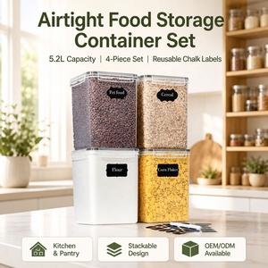 BPA-Free 5.2L Large Capacity Minimalist Design <strong>Plastic</strong> Food Storage <strong>Containers</strong> Set Sealed <strong>Lids</strong> Shatterproof for Kitchen Pantry - Product Image 1