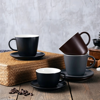 Ensemble tasse et soucoupe à cappuccino en céramique européenne 470cc, écologique, sans BPA, classique, minimaliste, avec anse et glaçure épaisse, pour latte art